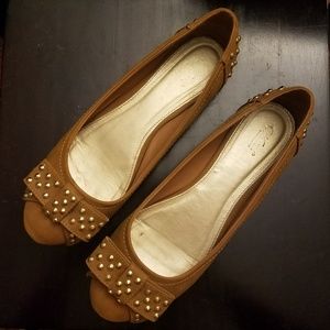 Brown studded flats - size 10